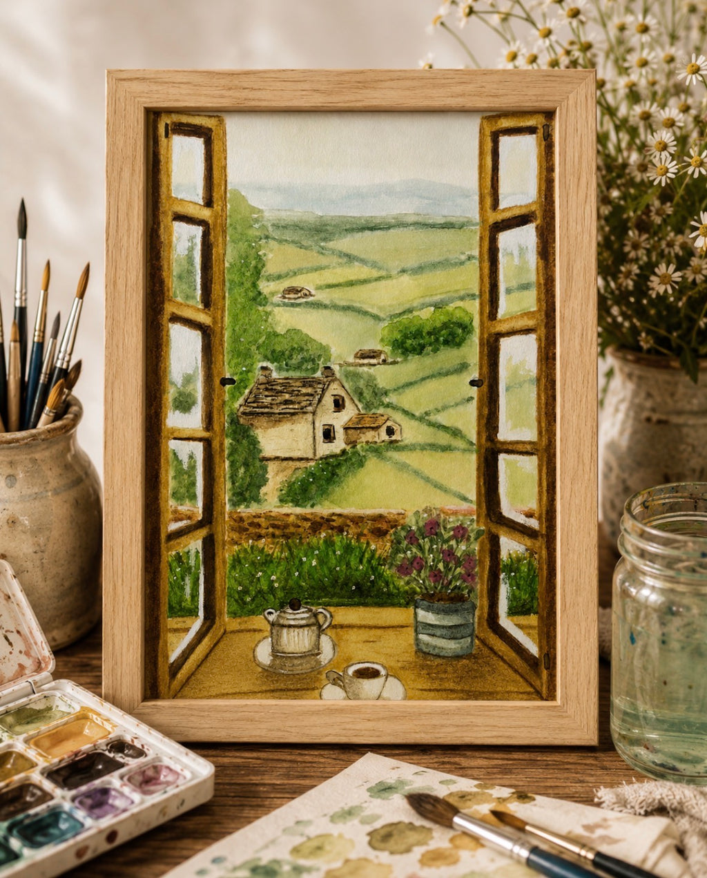 Original Cottage Kitchen View Painting