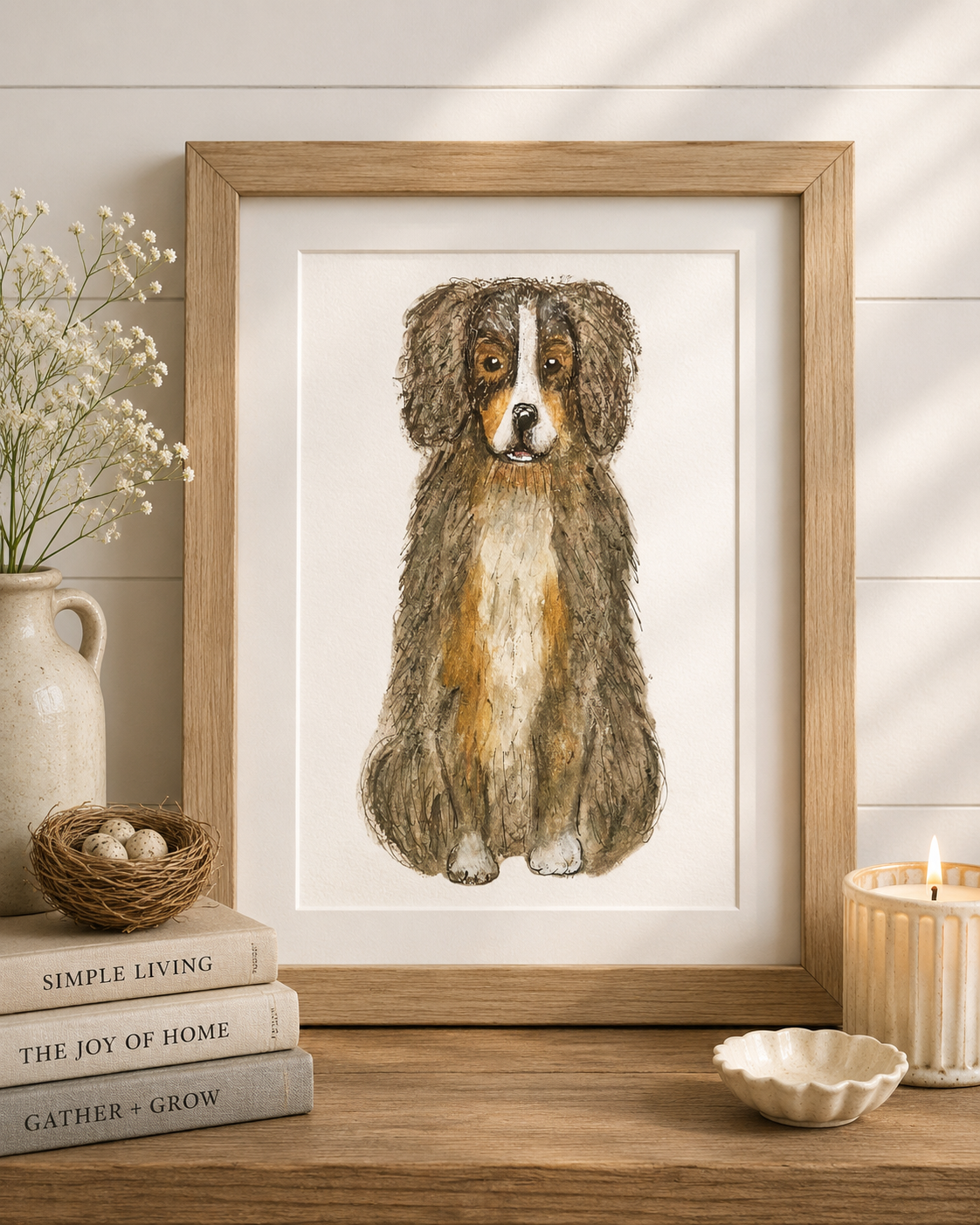 Original Watercolor Bernese Mountain Dog Painting - Dog Painting