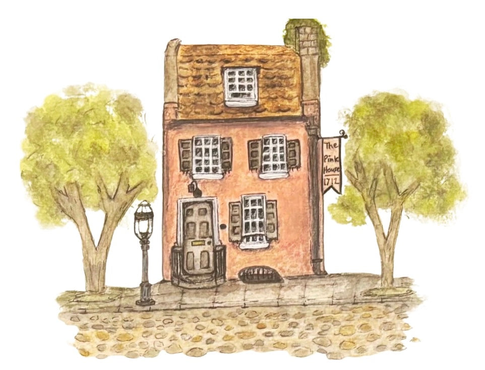 Original Watercolor The Pink House - Charleston, SC - Painting