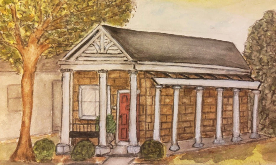 Winter’s Library Watercolor Art Print