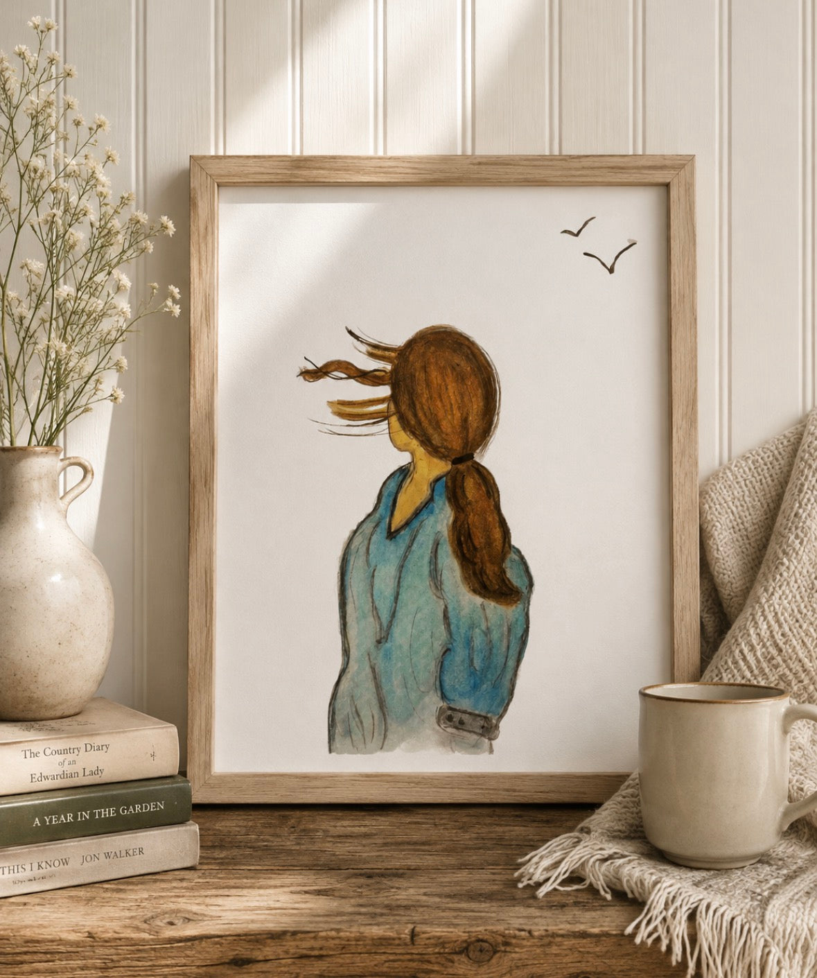 Original Watercolor She is Free Painting