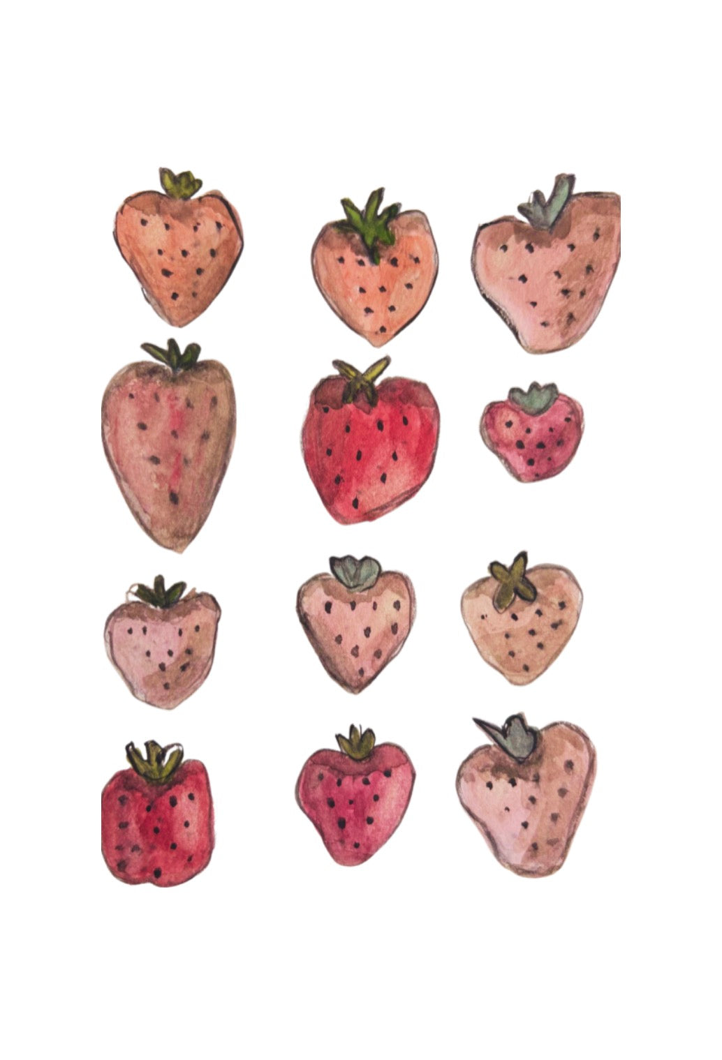 Original Watercolor Strawberry Design Painting