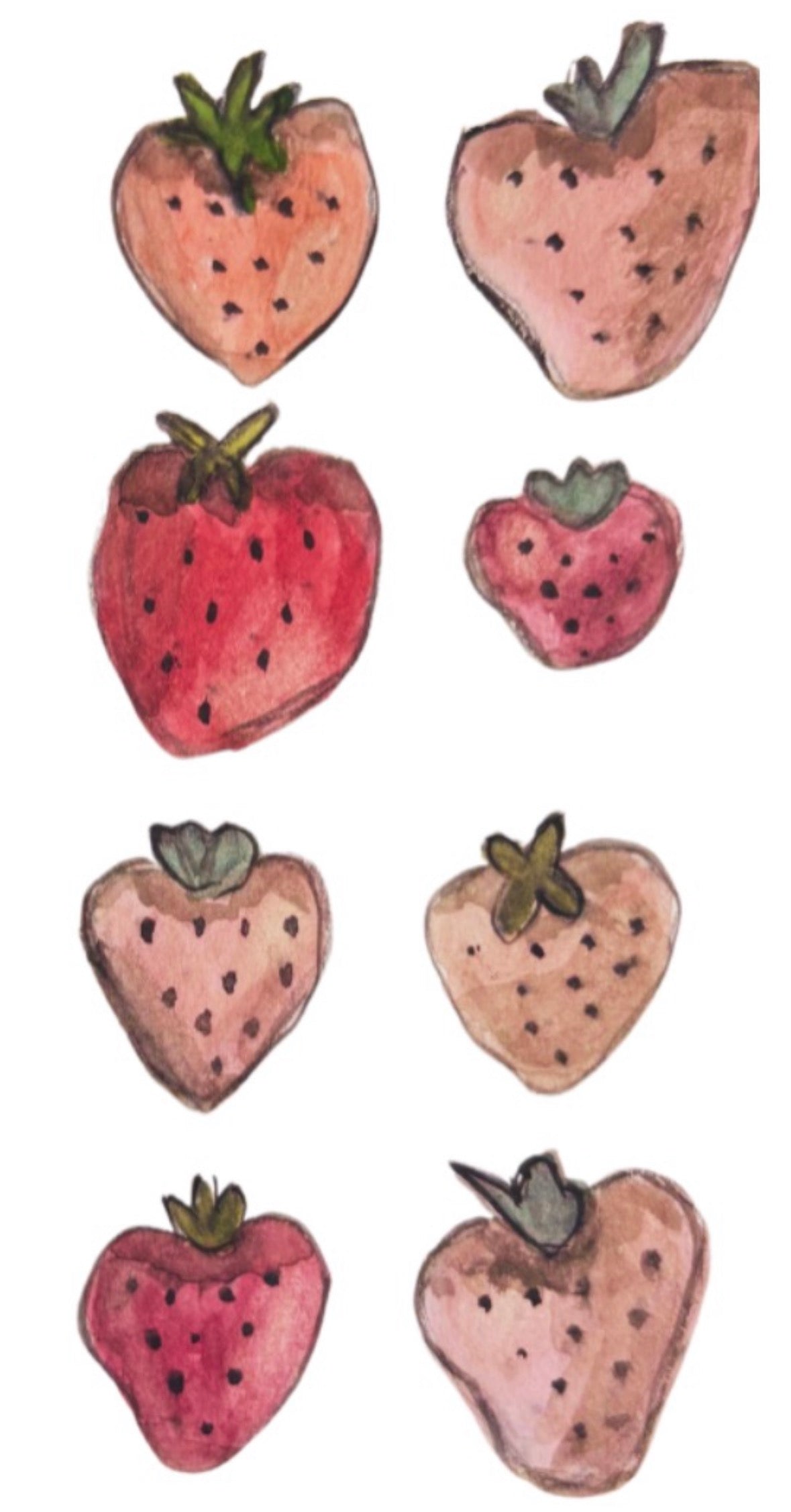 Original Watercolor Strawberry Design Painting