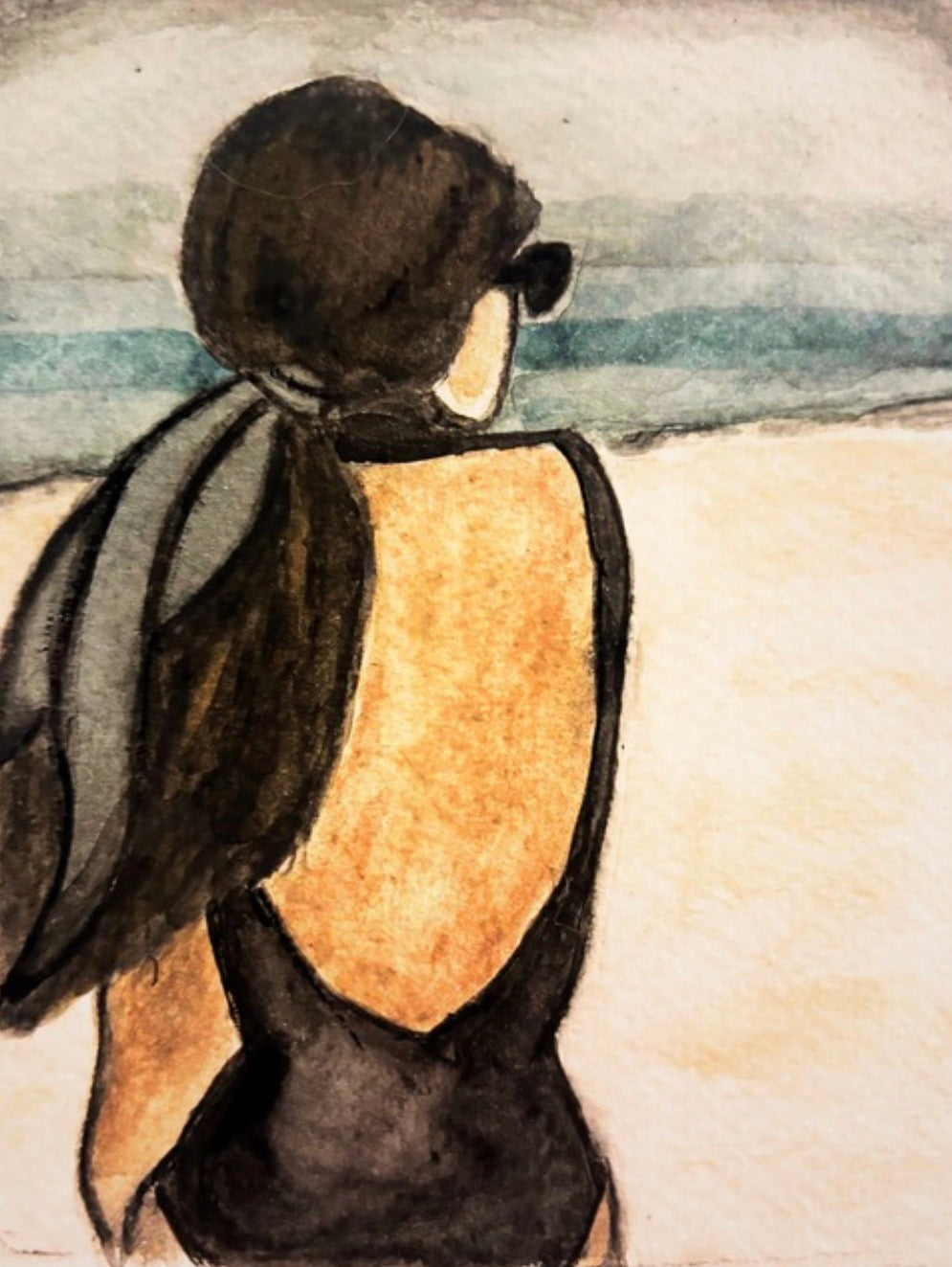 Original Watercolor She is at Peace Painting