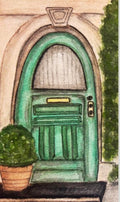 Original Watercolor Green Door of Charleston - Charleston, SC - Painting