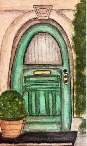Original Watercolor Green Door of Charleston - Charleston, SC - Painting