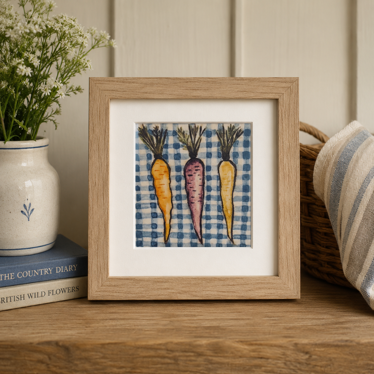 Original Watercolor Carrots Painting