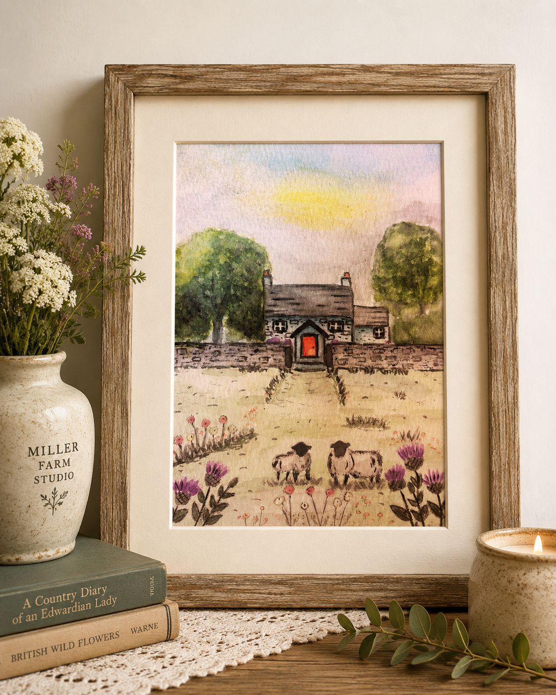 Original Little Blue Cottage Painting