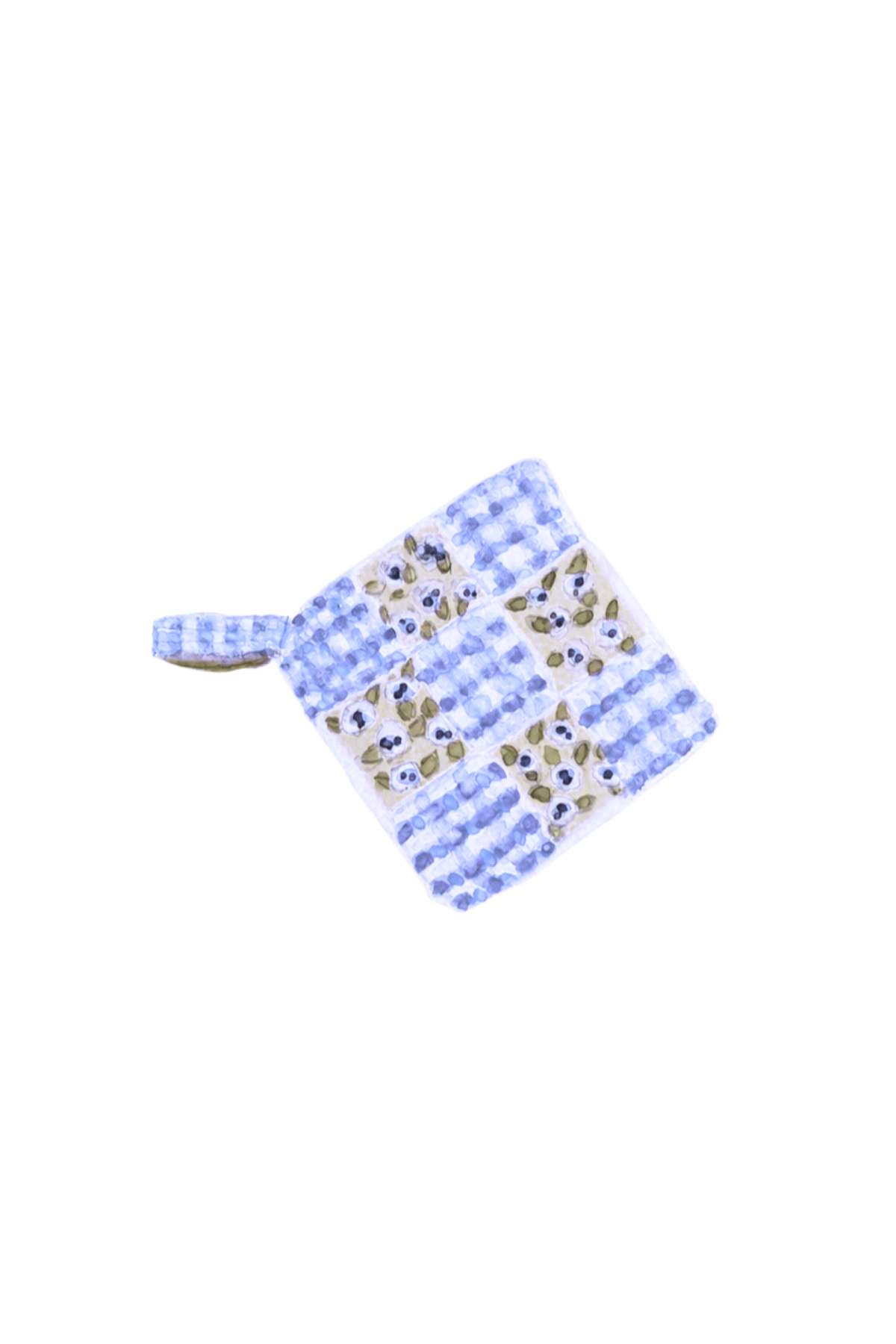 Original Watercolor Quilted Potholder Painting