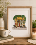 Original Watercolor Coffee Shop Painting