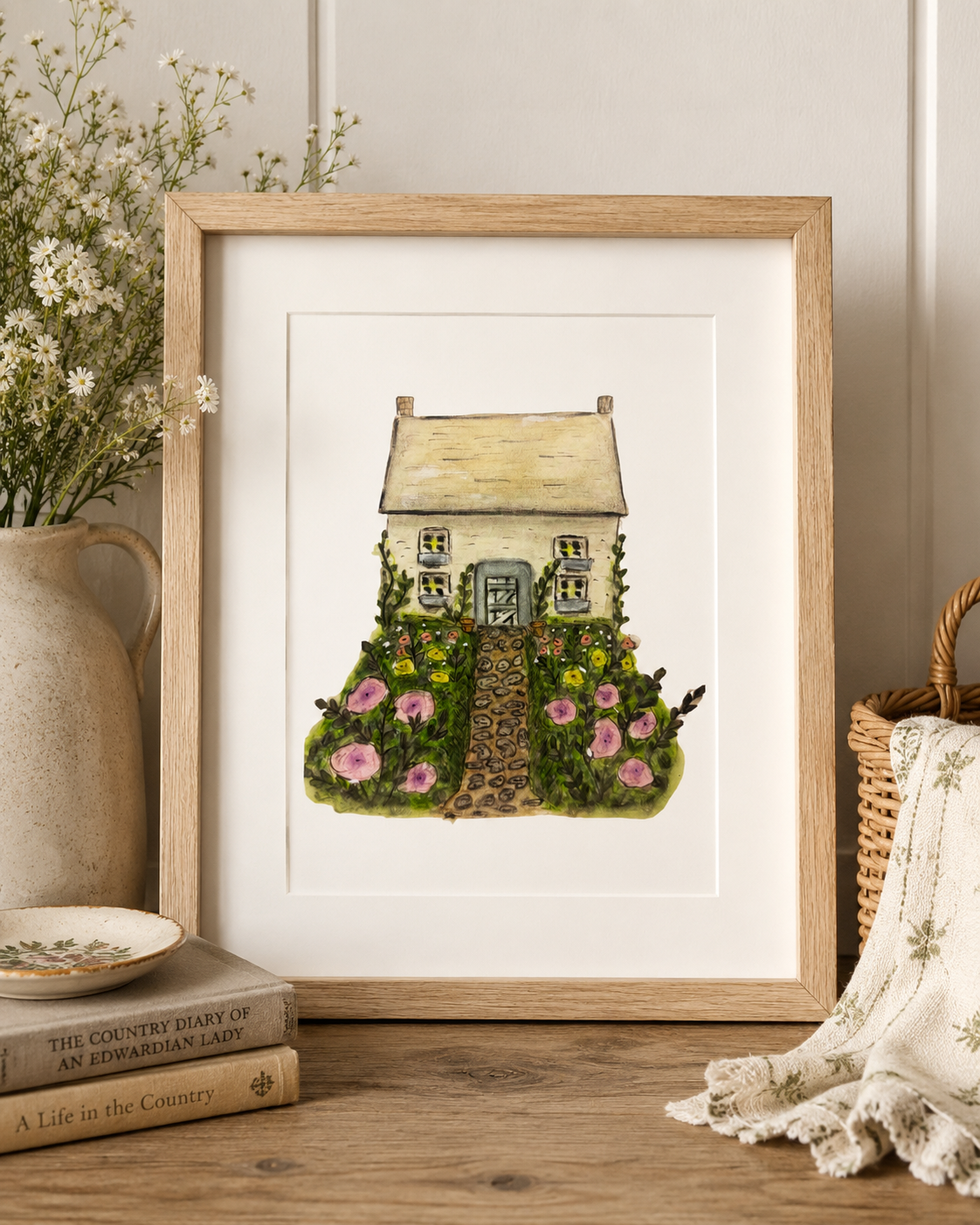 Original Watercolor The Garden Cottage Painting