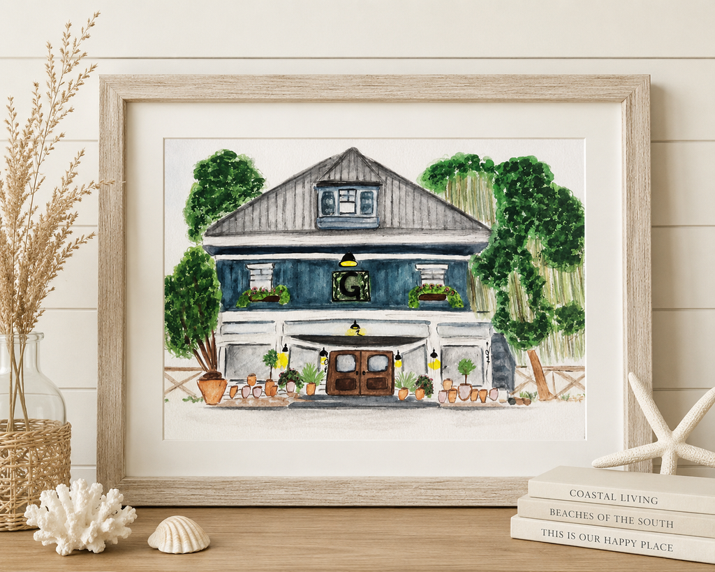 The Garden Gate Nursery: Bluffton, SC Watercolor Art Print