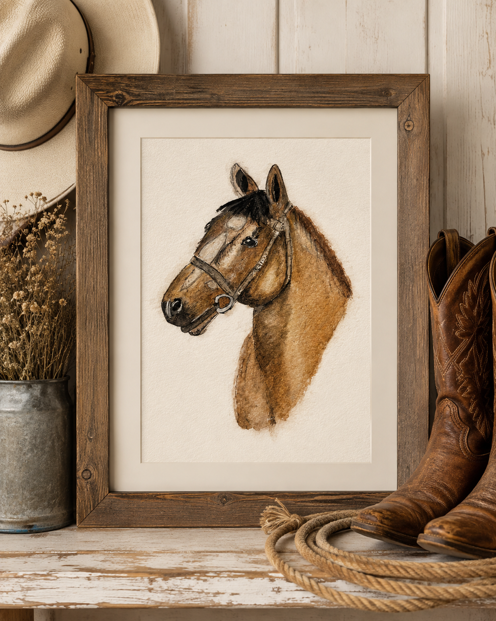 Original Watercolor Brown “Beauty” Horse Painting