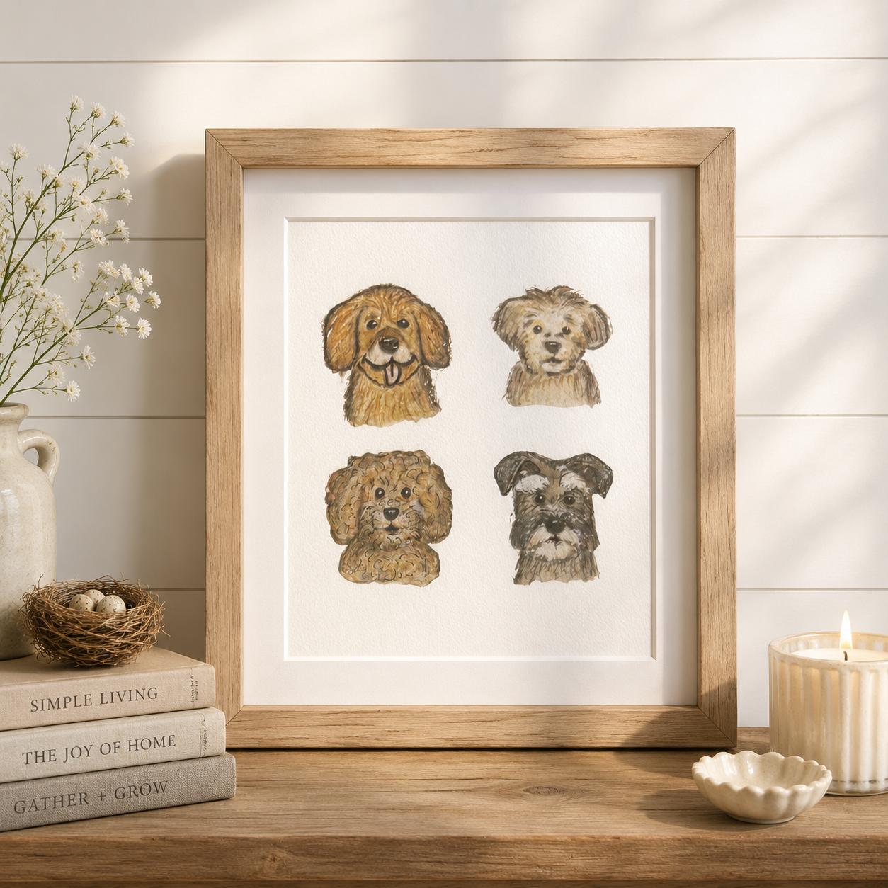 Original Watercolor The Good Dog Club Painting - Puppy Painting