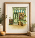 Original Watercolor Cozy Bookstore Painting