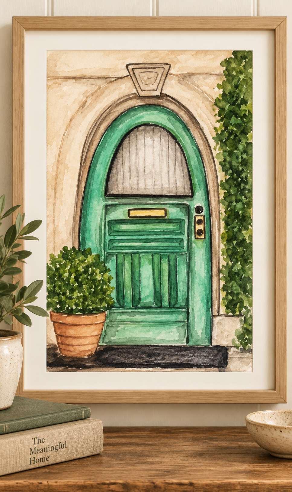 Original Watercolor Green Door of Charleston - Charleston, SC - Painting