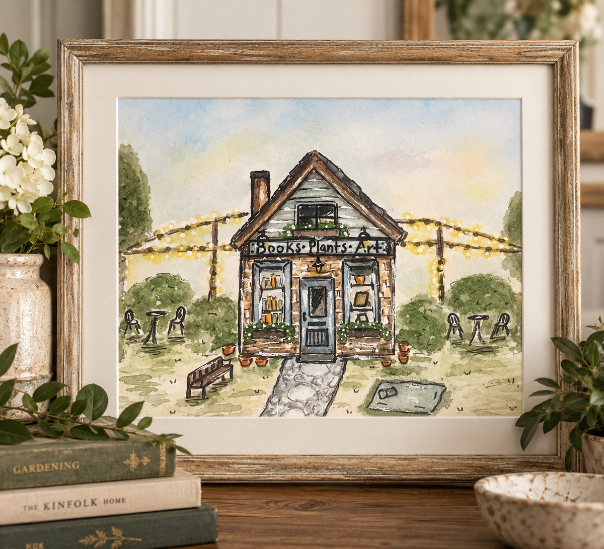 Original Watercolor A Little Place to Wonder Painting - Little Shop Painting