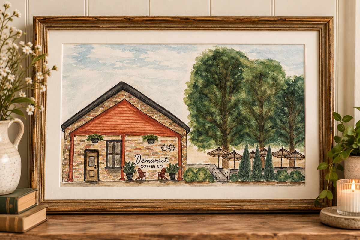 Demarest Coffee Co. Watercolor Print
