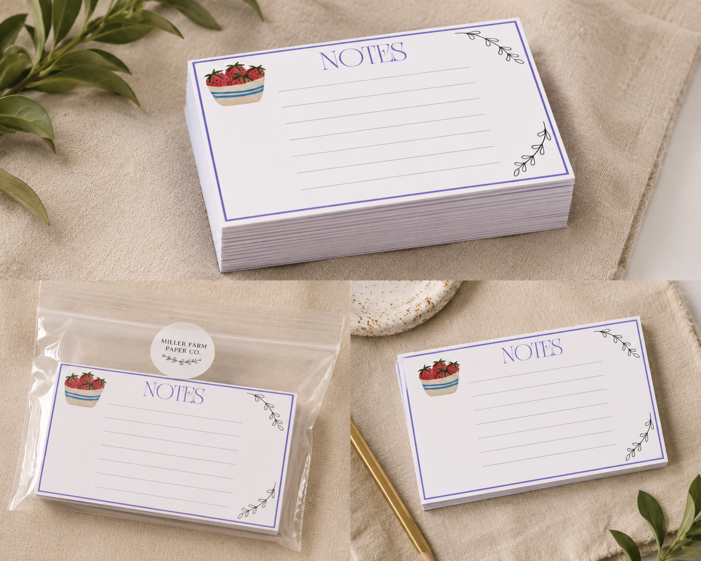 Watercolor Mini Note card Stack of 30- Farmhouse Watercolor Mini Note Card stack of 30 3.5 x 2